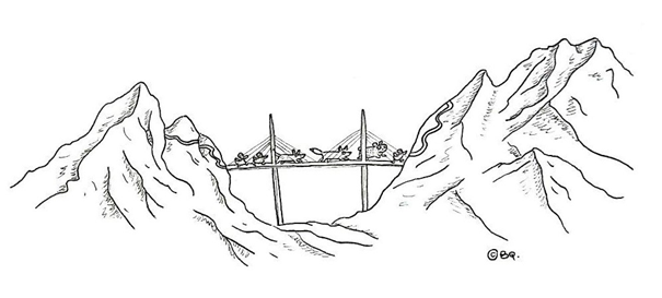 un pont entre des montagnes