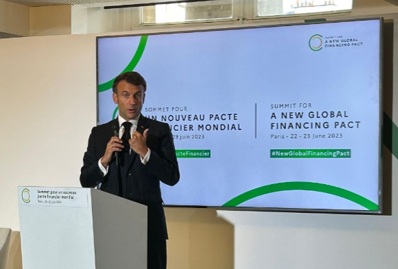Emmanuel Macron ouvrant le 5ème événement de l'Alliiance pour l'Entreprenariat en Afrique
