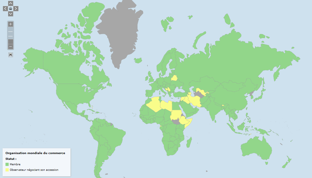 Carte des membres de l'OMC