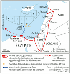 Infrastructures de transport et de liquéfaction en Méditerranée-est