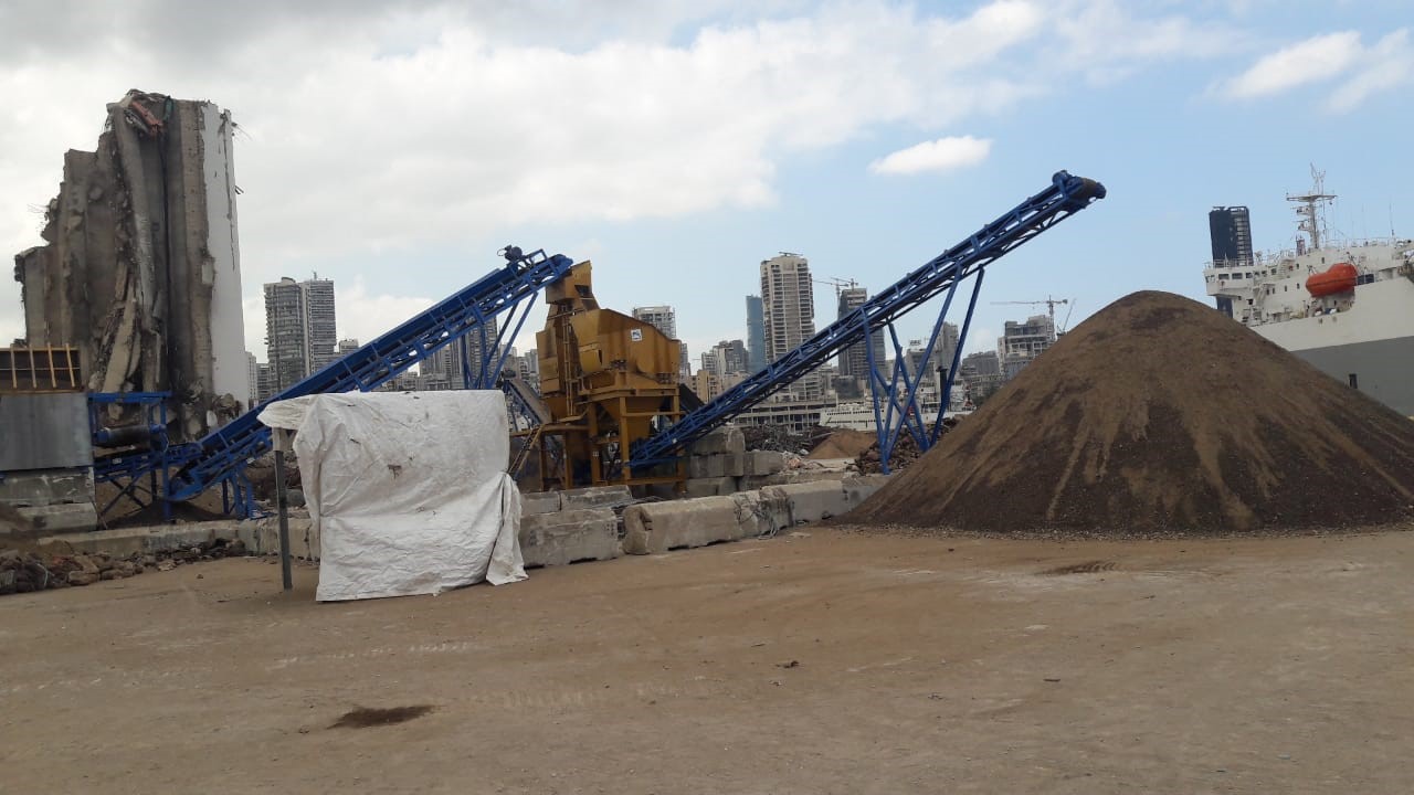 Plateforme de nettoyage des grains au niveau des silos à Beyrouth