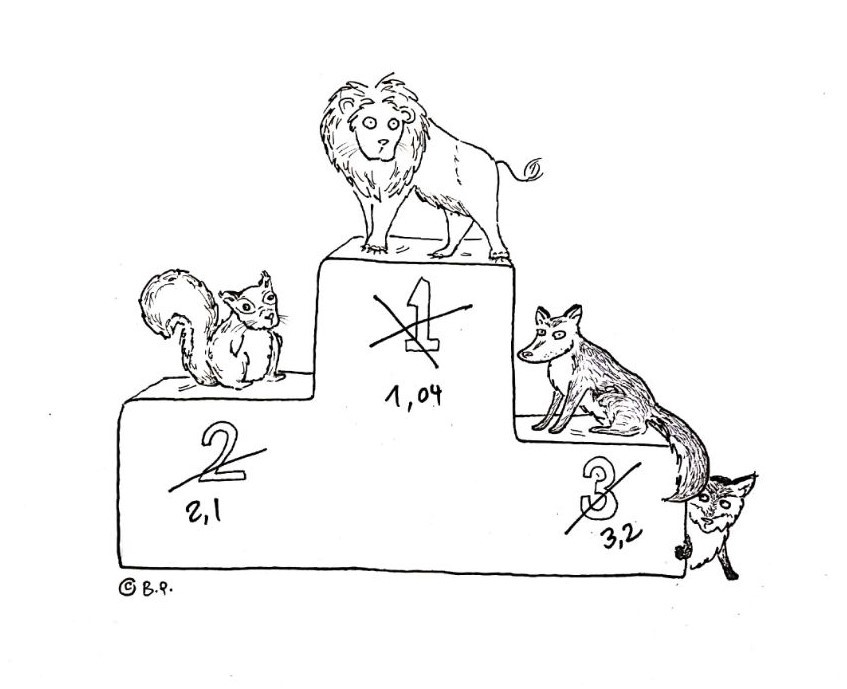 illustration d'un podium avec des animaux et l'inflation