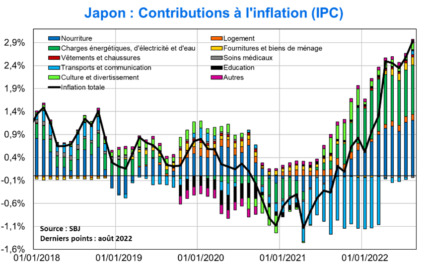Japon Contributions à l'inflation