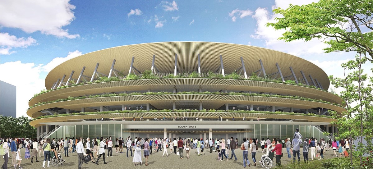 Vue concept du stade olympique de Tokyo - Architecte : Kengo Kuma