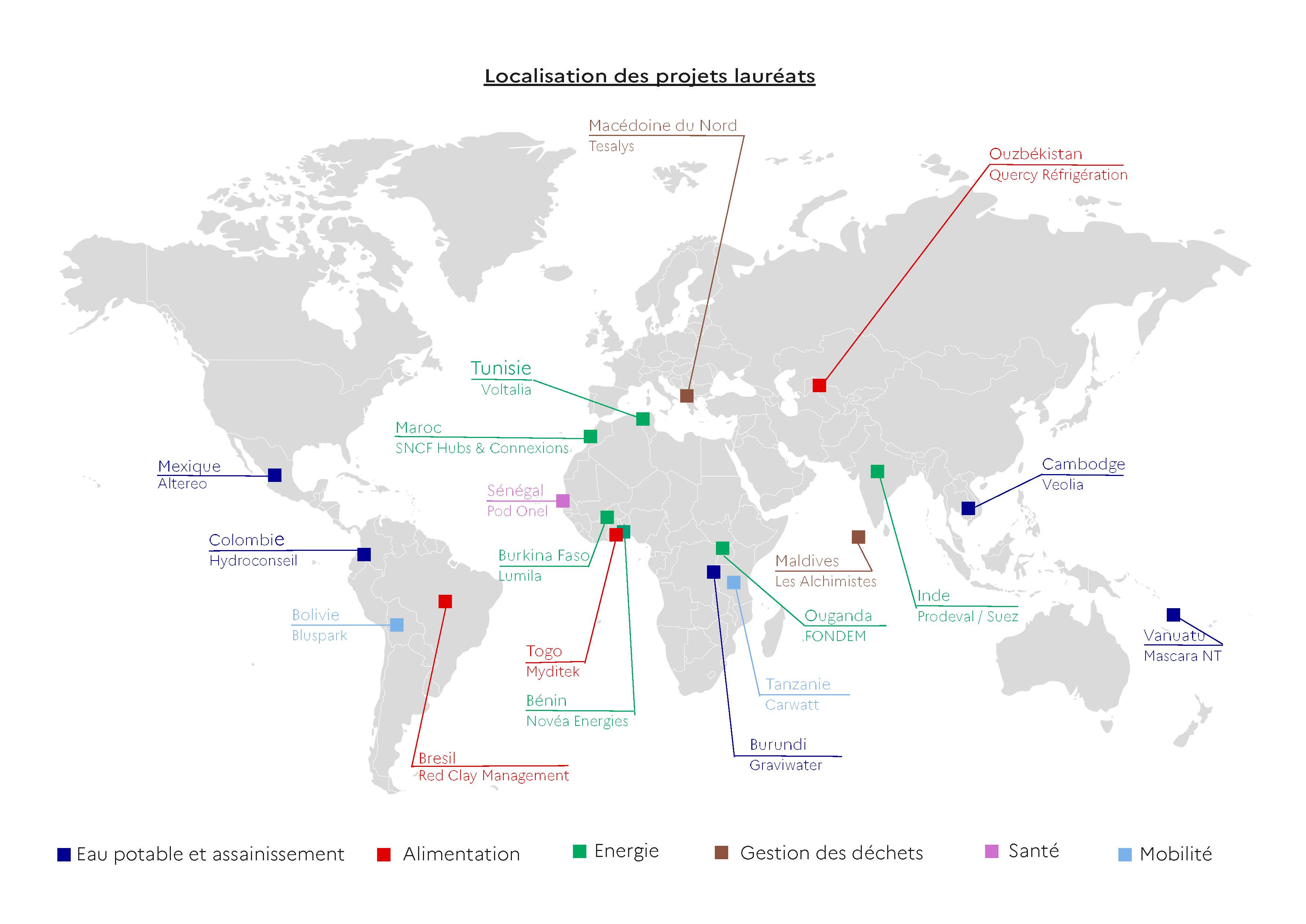 localisation des projets lauréats