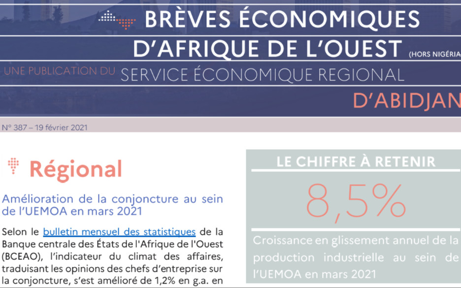 Brèves économiques régionales d’Afrique de l’Ouest (hors Nigéria-Ghana) n°398