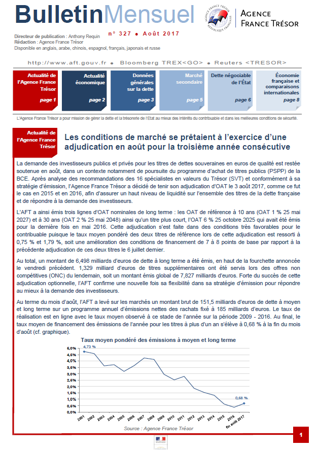 Agence France Trésor août 2017 