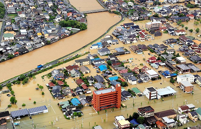 Inondations à Kyushu - Source : Asahi