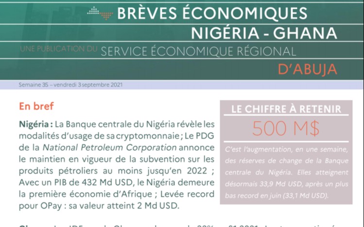 Actualités économiques du Nigéria et du Ghana – semaine 35 du 30 août au 3 septembre 2021