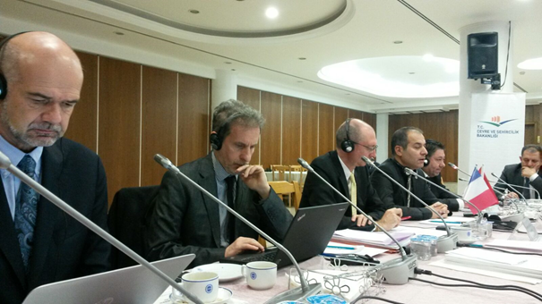 De gauche à droite : M. Serge Snrech, directeur Tuquie AFD, M. Luc Faraldi membre du commissariat général à l’égalité des territoires, M. Hervé Boisguillaume coprésident et chef de la MIUL,  M. Mehrali Ecer chef du département du CC