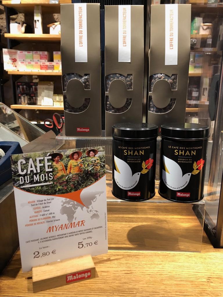 Shan Mountain Coffee at Malongo store in Paris. Photo Credit UNODC