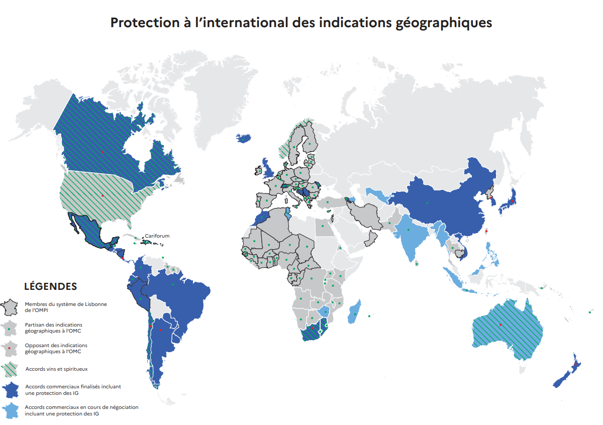 carte des accords de protection des indications géographiques