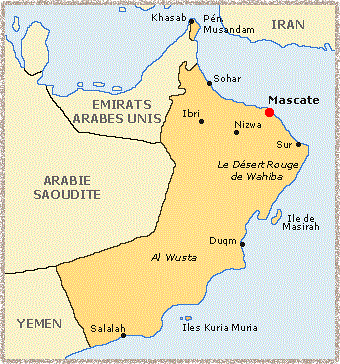 Carte simplifiée du Sultanat d'Oman