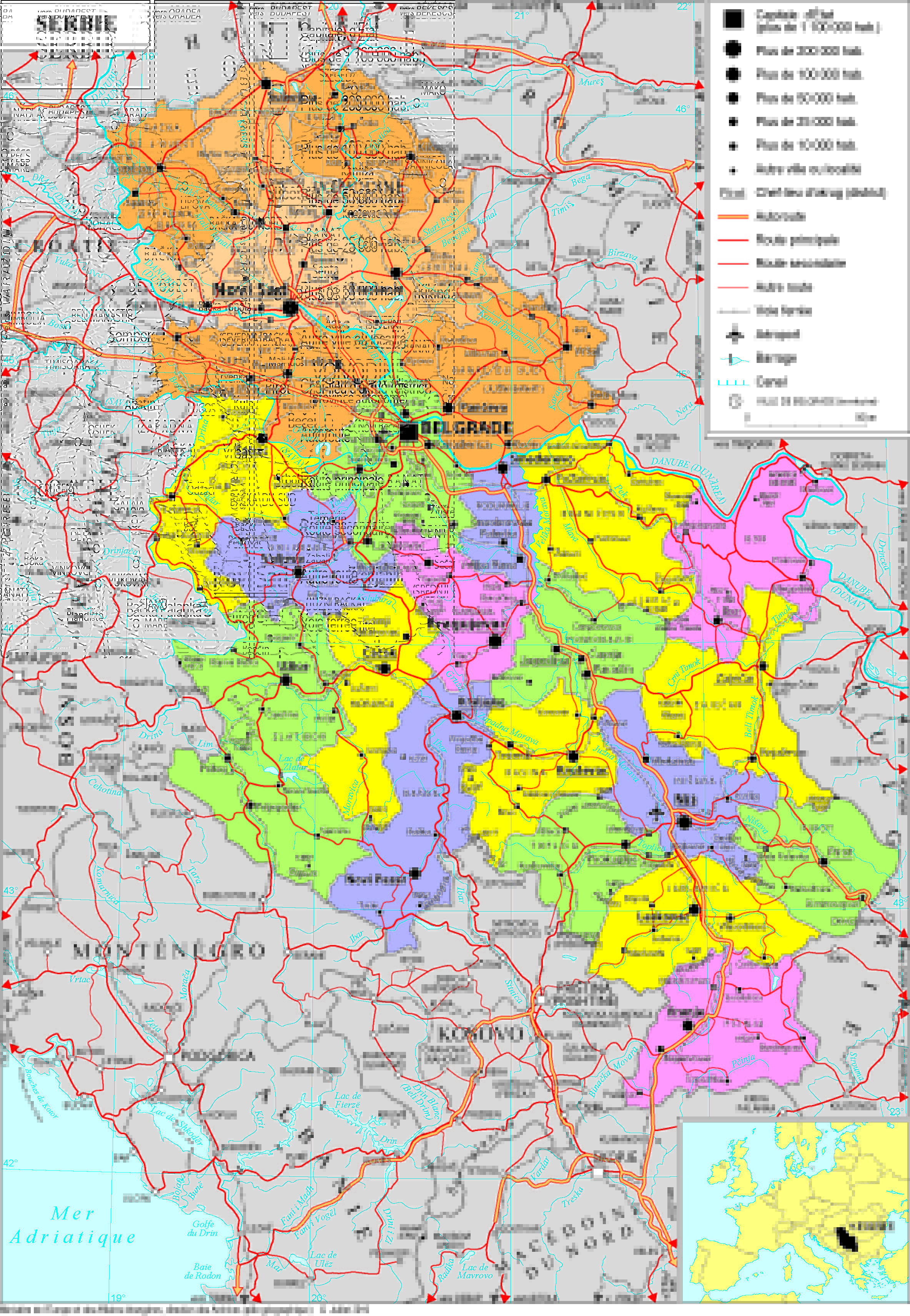 Carte de la Serbie