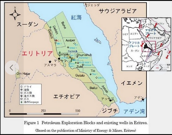 Petroleum exploration Blocks and existing wells in Eritrea