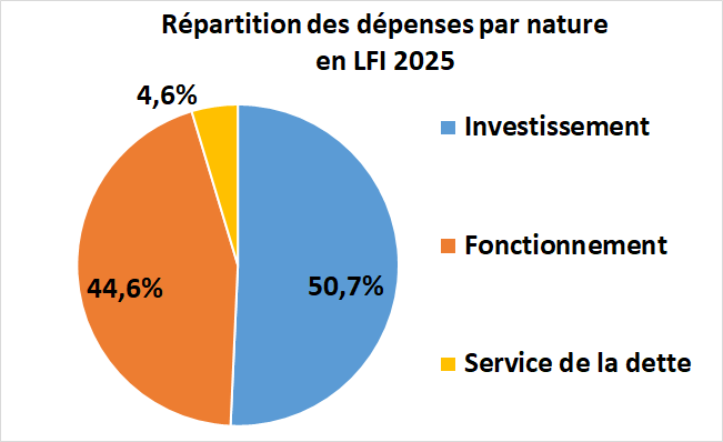 R&eacute;partition des d&eacute;penses par nature en LFI 2025